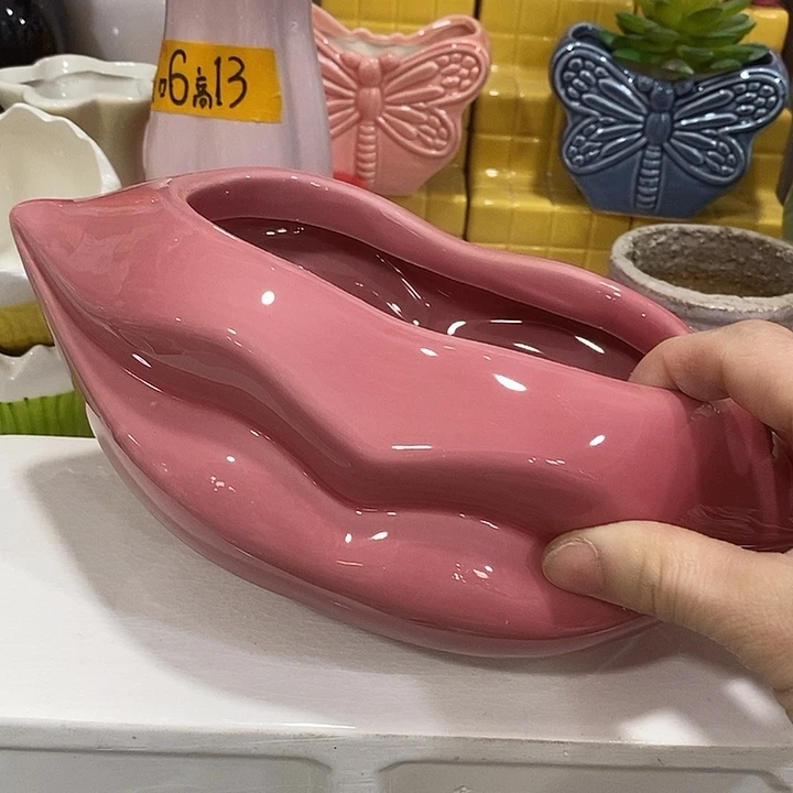 摆件陶陶盆有孔 瑕疵针孔漏釉介意勿拍外口 22*14外高9