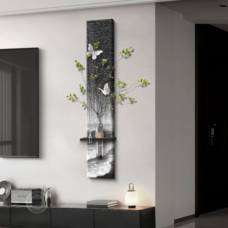 水培绿植电视机背景墙装饰黑白灰高级感客厅挂画大白墙面创意挂件