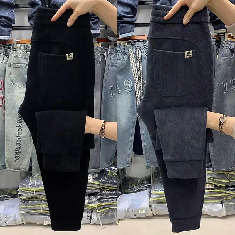 运动休闲裤男士2025秋冬新款时尚潮流博澳绒小脚卫裤宽松哈伦裤子