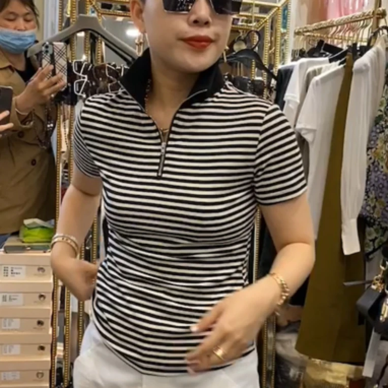 舒适百搭polo衫短袖翻领拉链T恤衫