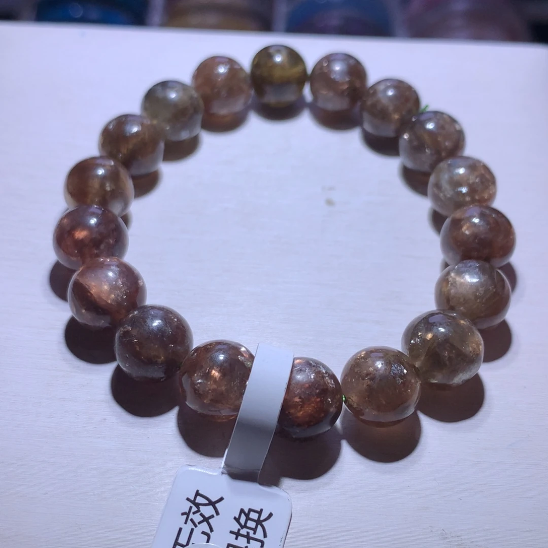 银S925镶嵌水晶手串黑金祖母11.8m