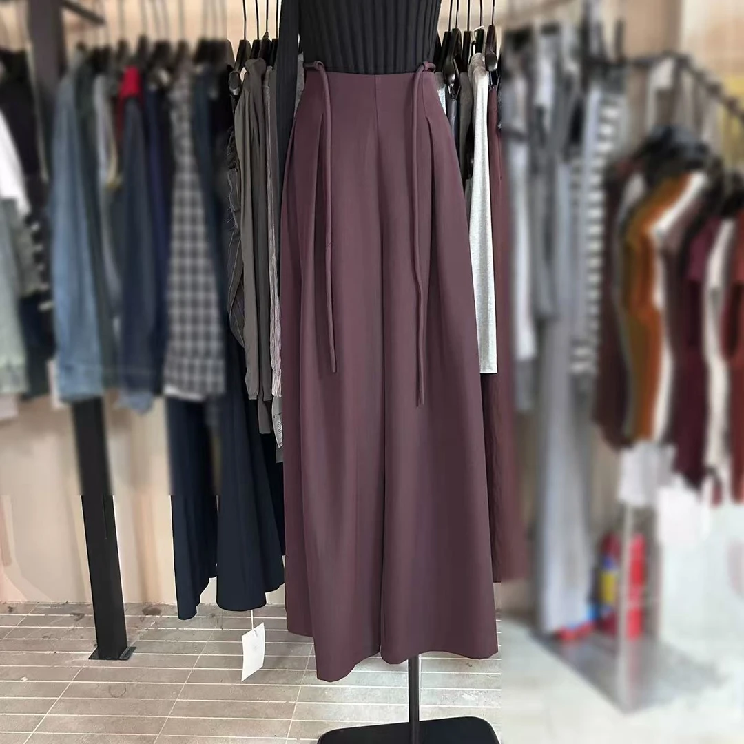 实拍西装阔腿裤女2025春季新款高腰垂感显瘦宽松大裤脚休闲拖地裤