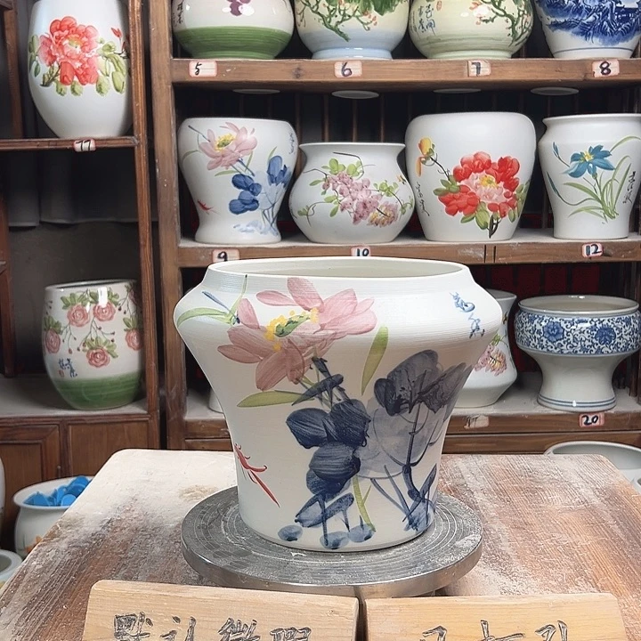 高20口18.5青花荷花新款 新款陶瓷陶瓷微瑕