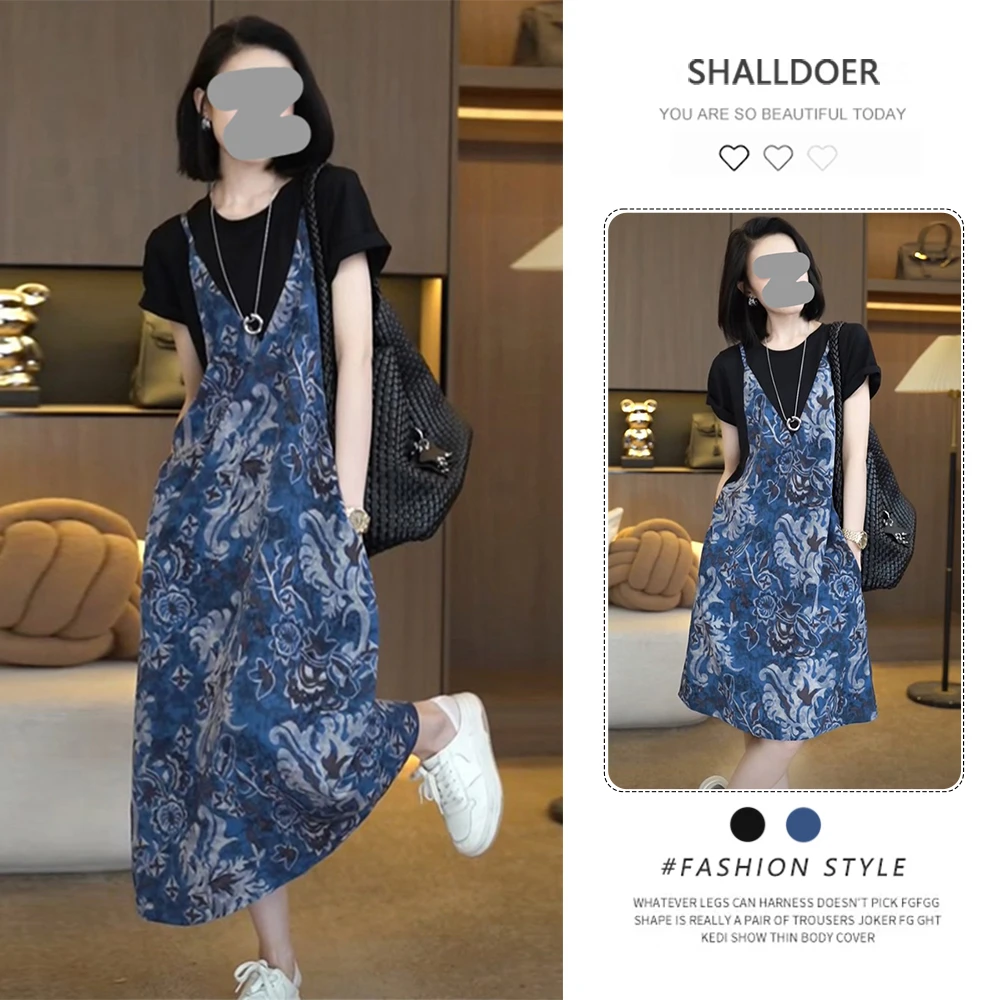 时髦洋气高级感中长裙2025夏季新款松弛感女装气质连衣裙