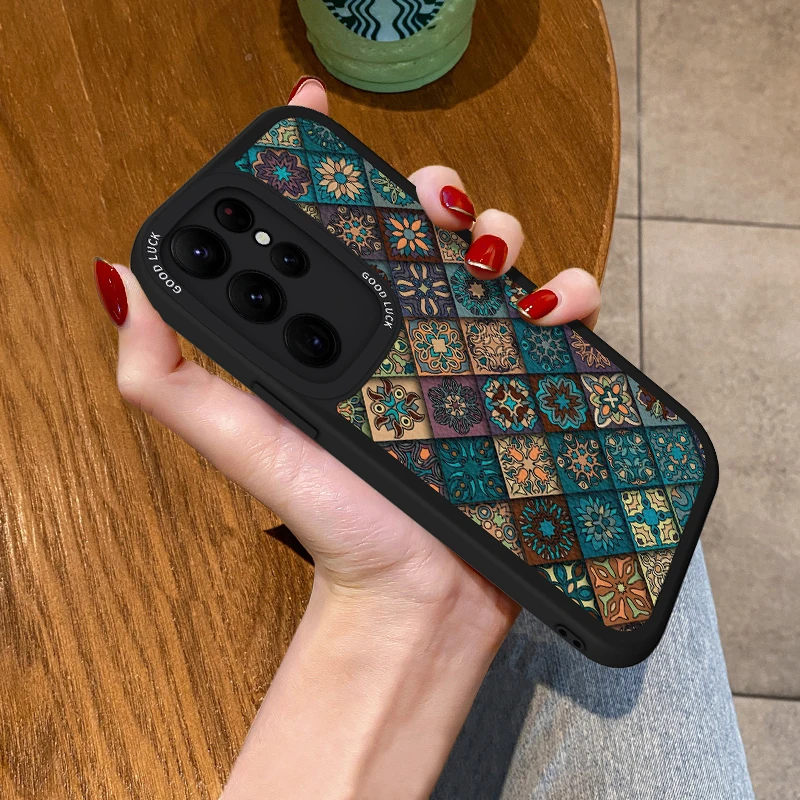 民族风图腾适用三星galaxys25手机壳s24ultra保护壳复古小众s23+