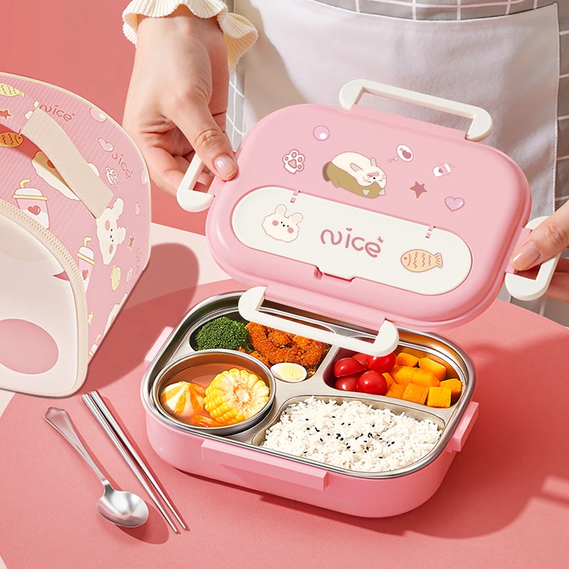 316不锈钢保温饭盒食堂打饭学生大容量分格便当餐盒套装上班族新l