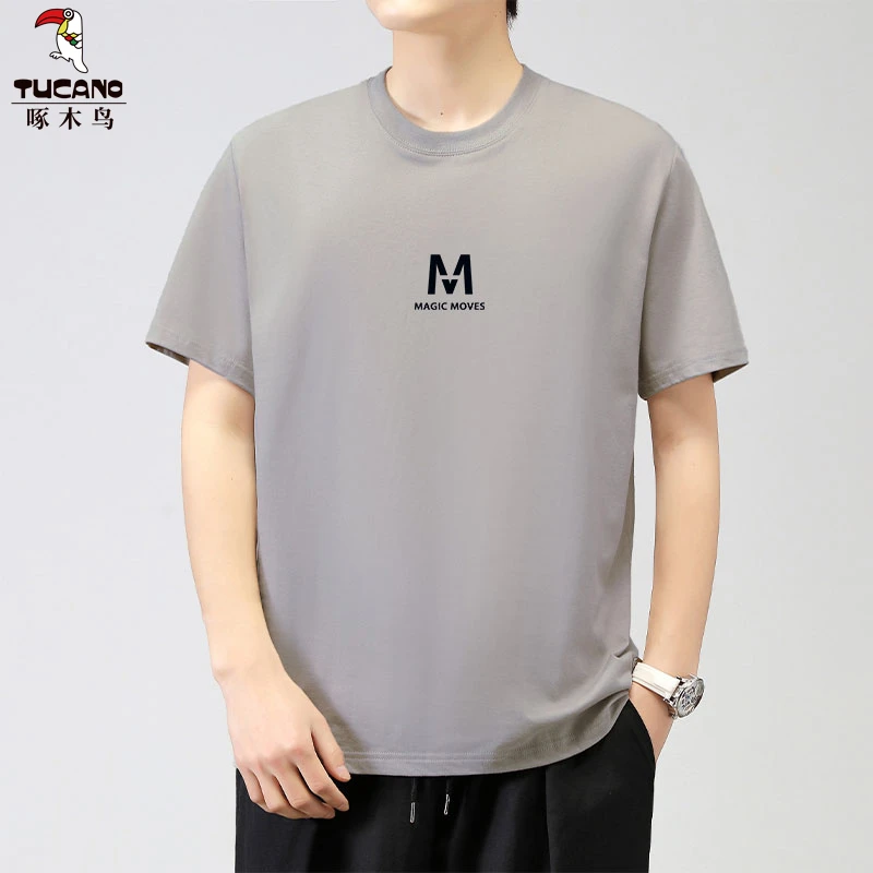 啄木鸟纯棉高级感t恤短袖男式t恤衫短袖轻奢痞帅废土风男夏季穿搭