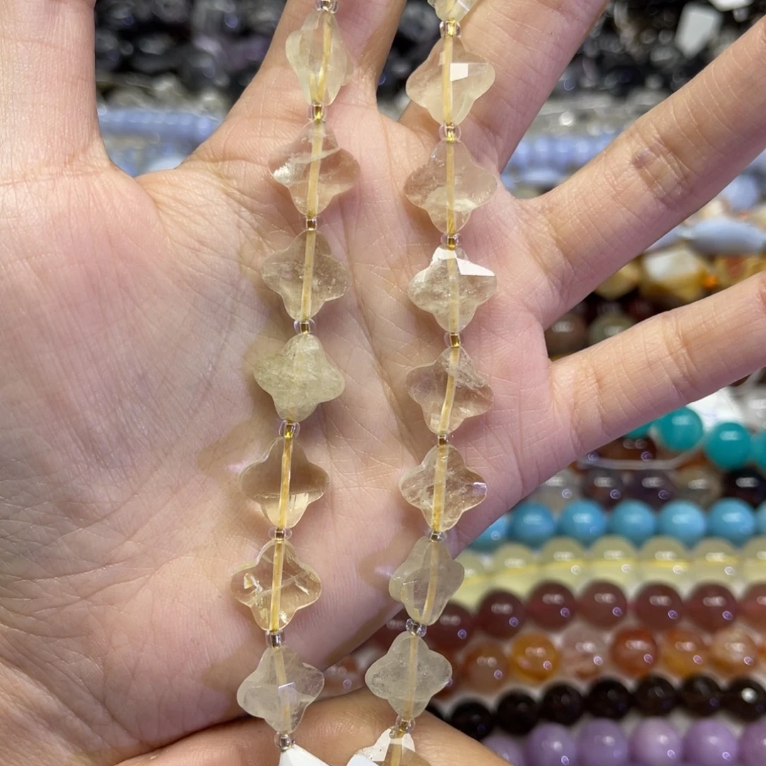 水晶未镶嵌颈饰天然柠檬黄水晶卡13长条38厘米