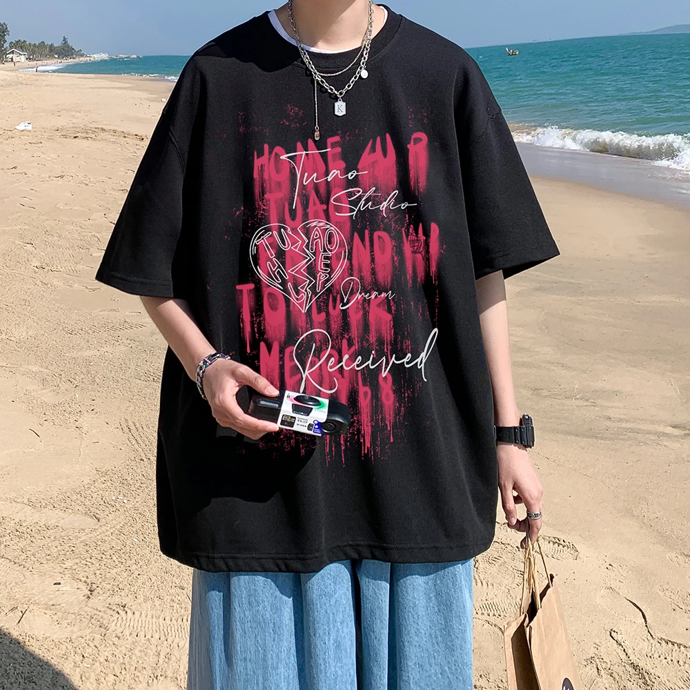 顶瓜瓜300斤加大码欧美高街时尚痞帅纯棉短袖男女夏季舒适百搭t恤