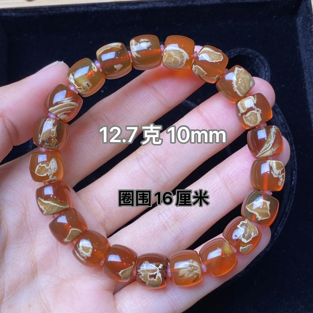 【小伊琥珀】10mm花根溶洞直切珠小手串