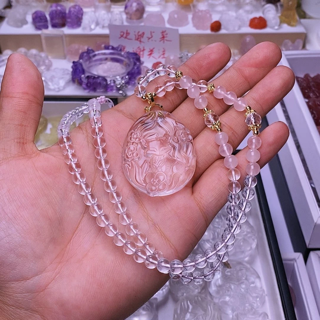 水晶颈饰未镶嵌虎****版白水晶狐 送链子