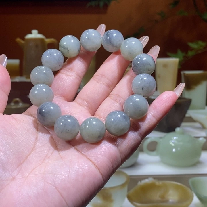 和田玉未镶嵌摆件用****7新疆和田青花籽手串1.6