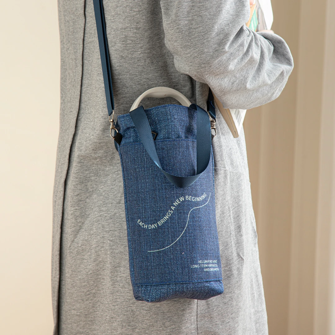 保温杯收纳袋多口袋斜挎水壶保护套便携通勤外出旅行收纳包