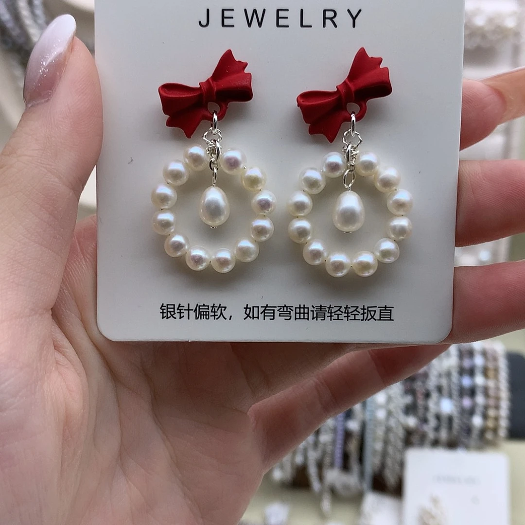 淡水珍珠耳饰银S925镶嵌