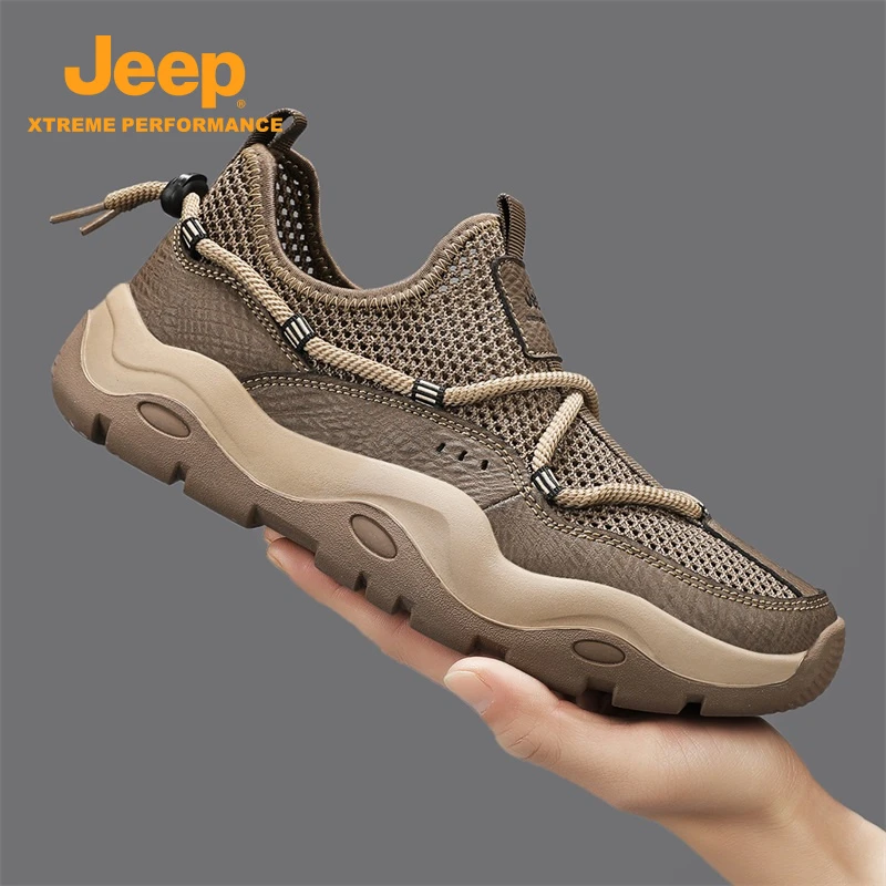 jeep男鞋飞织网鞋户外百搭潮鞋跑步运动透气网面鞋轻便时尚休闲鞋