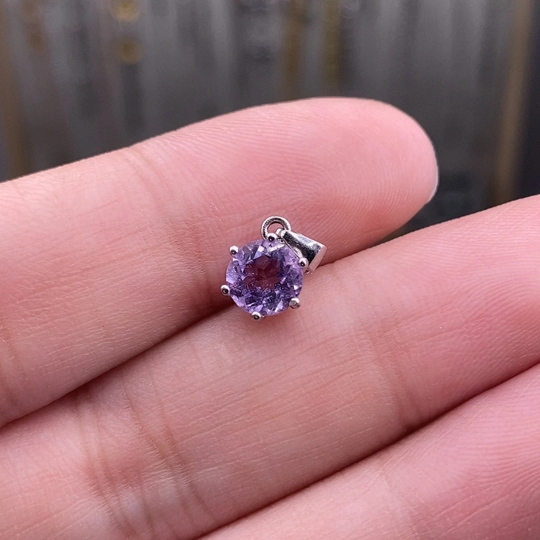 银S925镶嵌颈饰紫晶，，