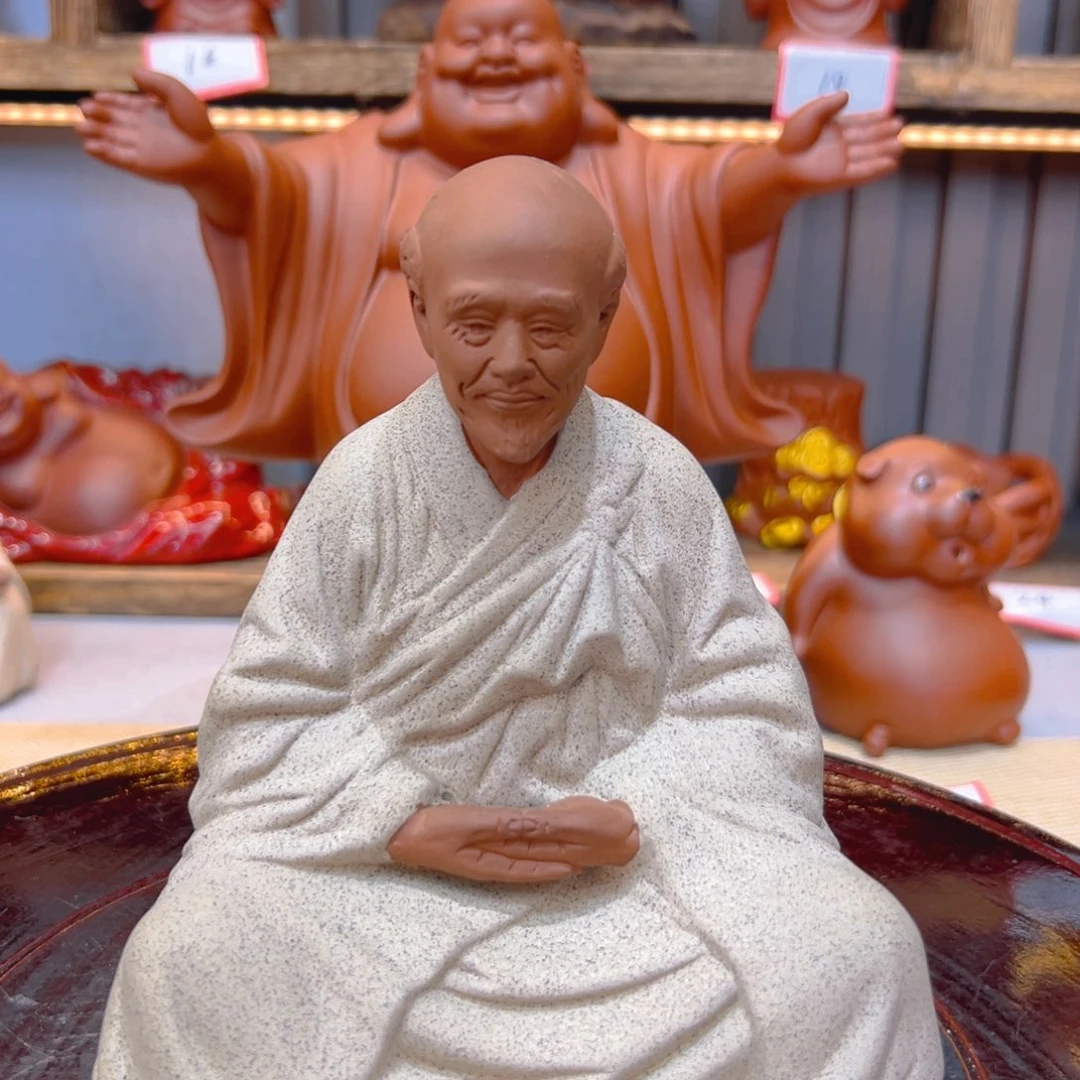 彬***线紫砂茶宠开播福利白衣弘一法师小号13cm