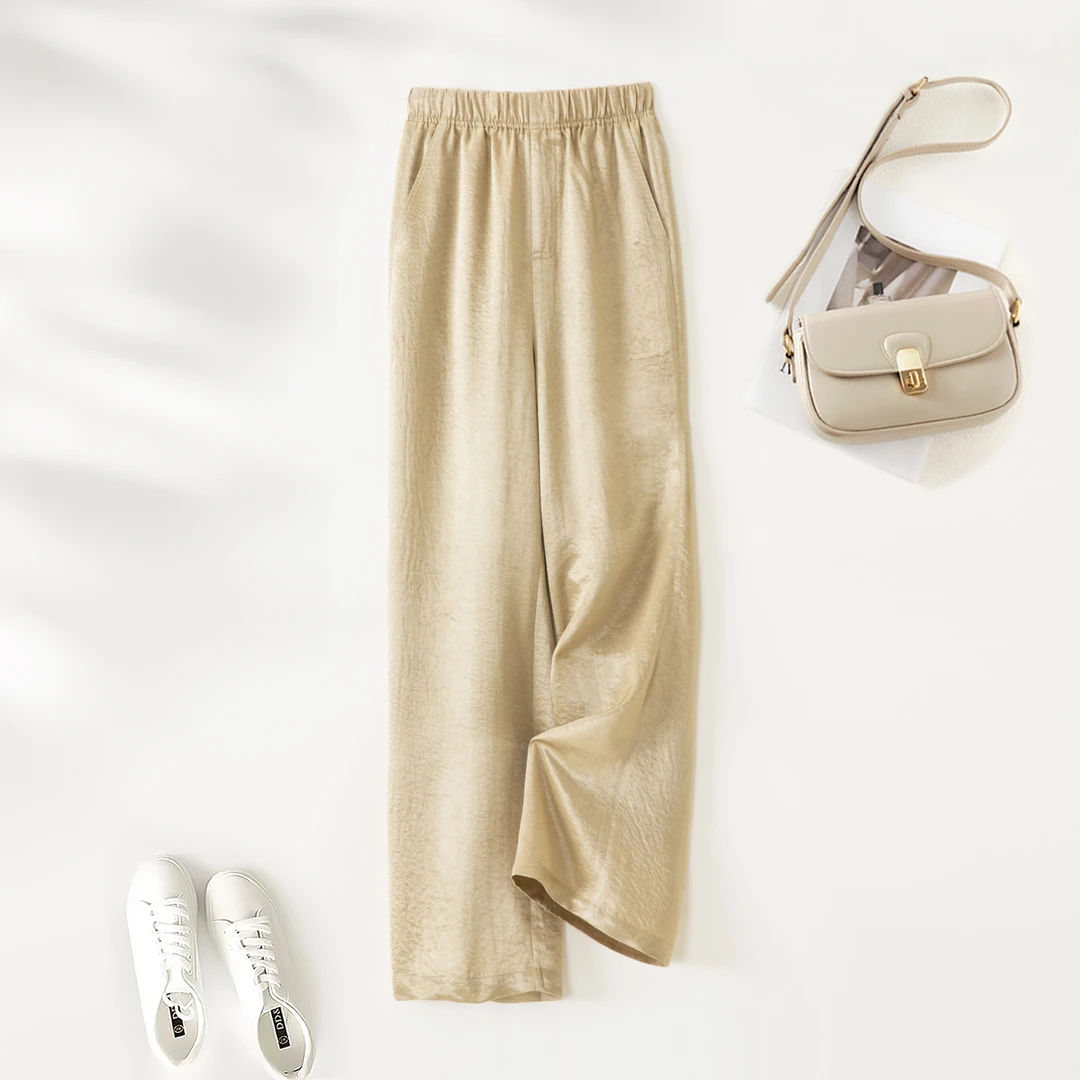 【100%重磅醋酸】数兰朵进口三醋酸清凉垂感直筒裤 夏季薄款休闲裤