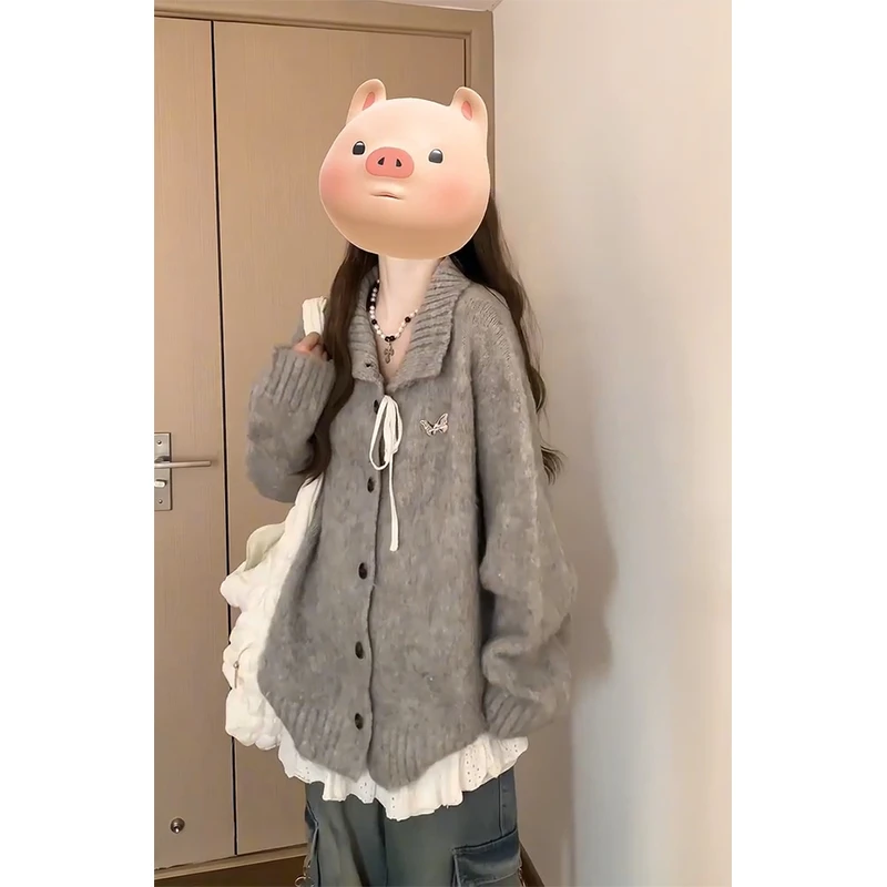 2025新款秋季松弛感宽松百搭休闲上衣女韩版慵懒风温柔风连帽毛衣