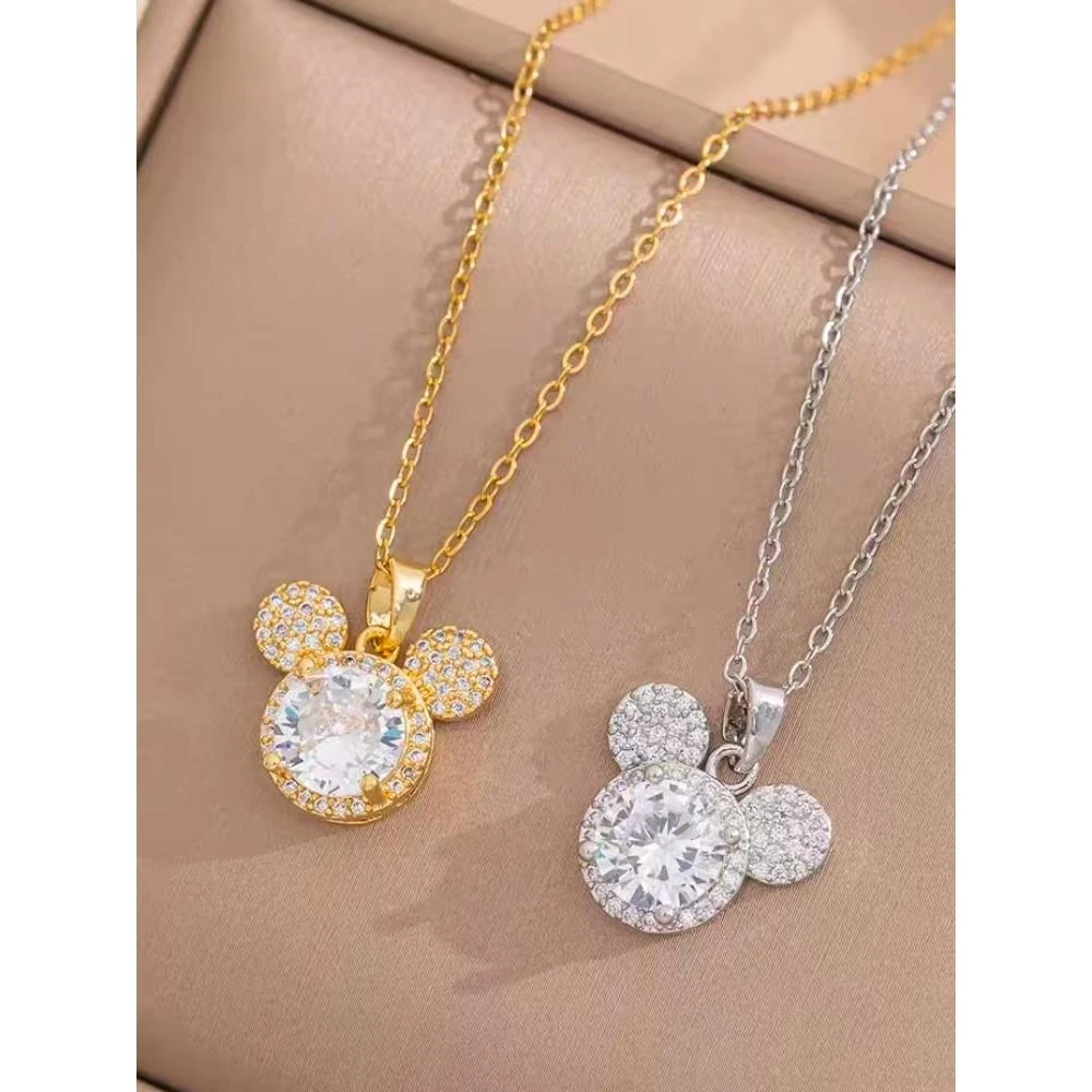 项链可爱镂空老鼠头项链小众设计感颈链精致银色个性饰品百搭素款