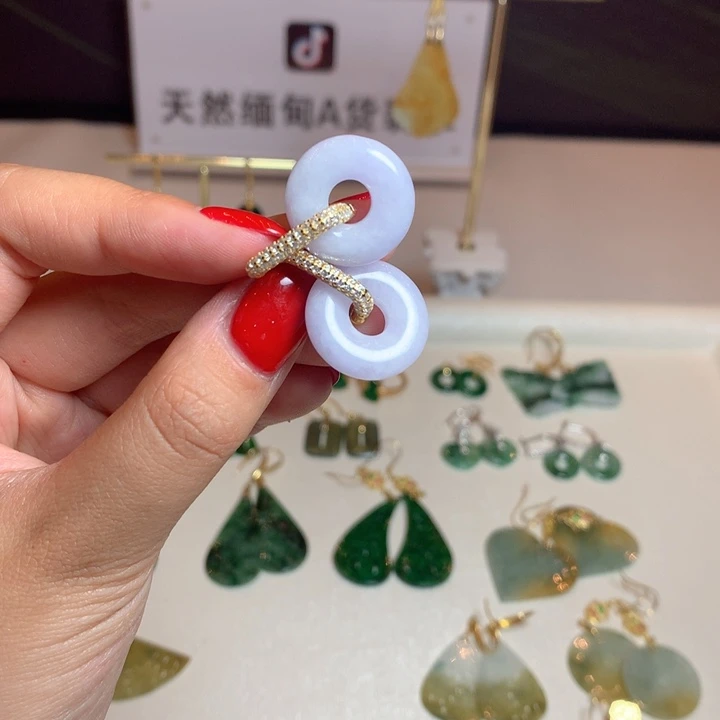 翡翠银S925镶嵌耳饰耳饰