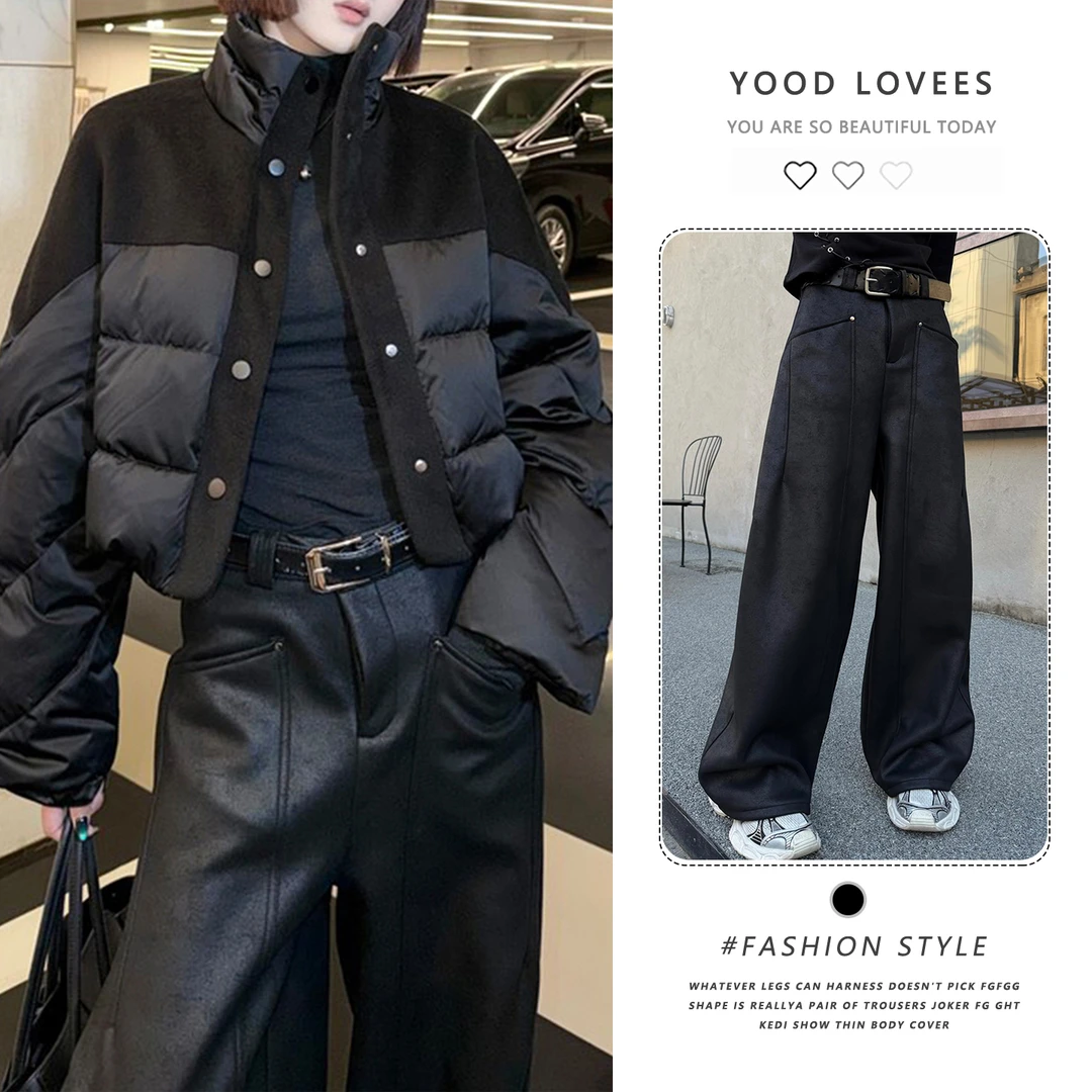 冬季大气穿搭一整套装女时尚设计感短款棉服外套加厚休闲裤两件套