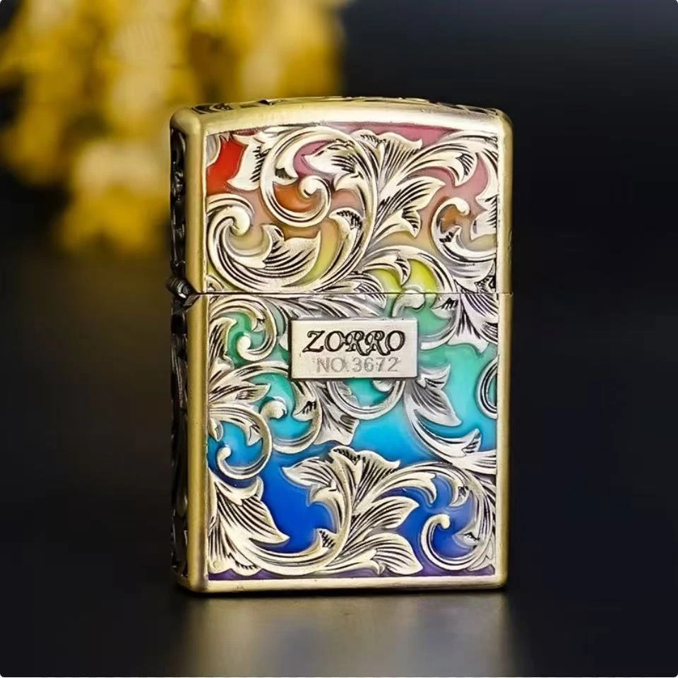 流行系列双面夜光七彩唐草高档高档创意个性重甲机礼盒装打火机