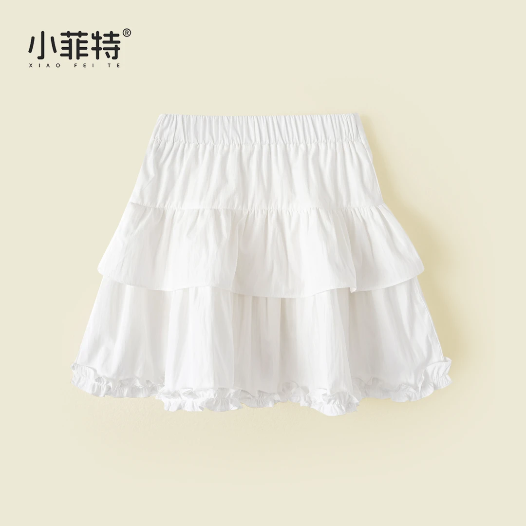 小菲特夏装新款蛋糕裙女童甜美白色半身裙子女宝宝短裙YNQX51074