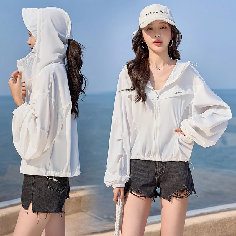 户外防晒衣女短款夏2025新款宽松百搭防晒服开衫上衣流行薄外套