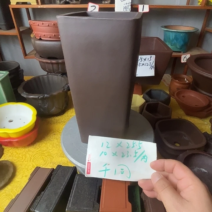 宜兴紫砂花盆签筒