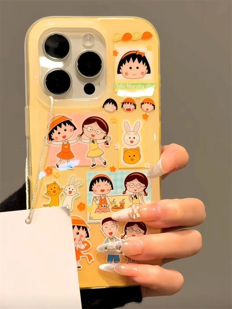 樱桃小丸子聚会适用苹果16Promax手机壳iPhone13保护套15大孔14女