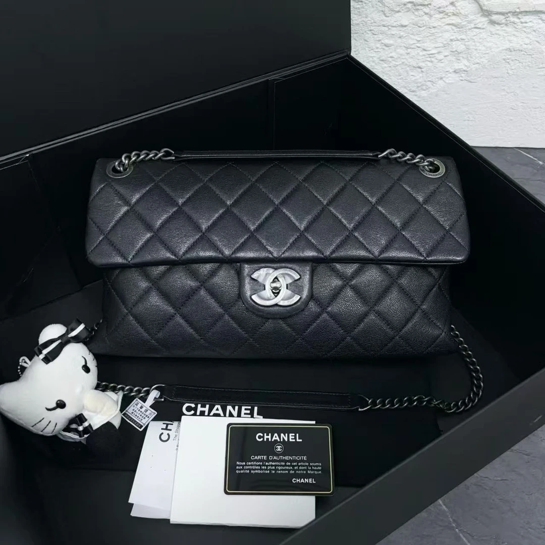95新 Chanel/香奈儿 香奈儿黑银翻盖7131/二奢包包