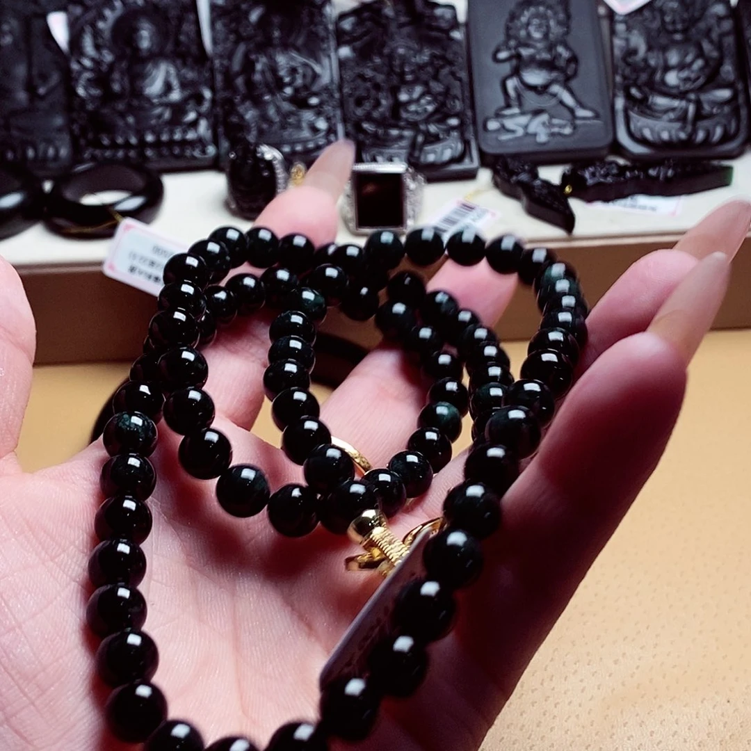 翡翠散珠天然缅料a货卡8圆珠项链210