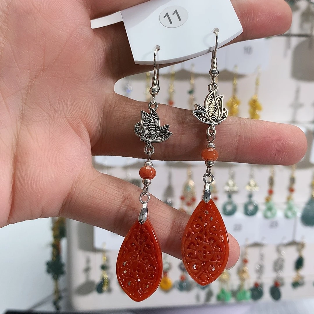 翡翠未镶嵌耳饰j11