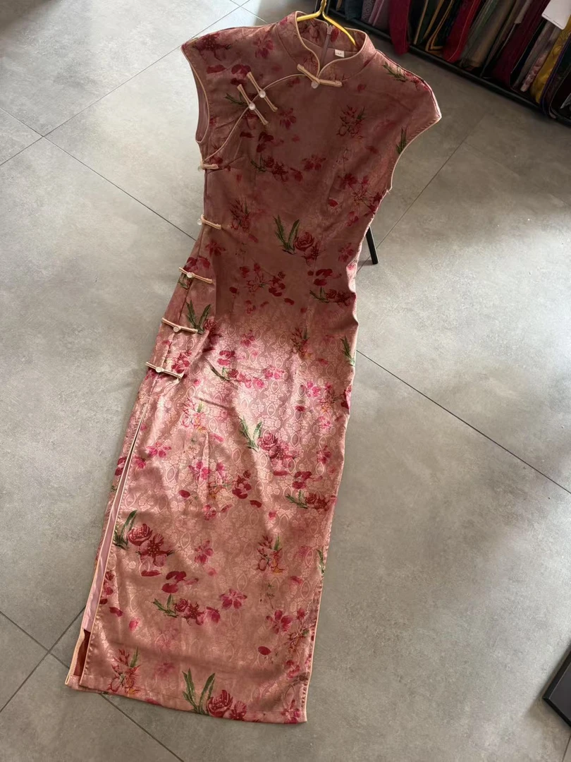 旗袍 长款 双层（衣长约125cm）一笑红尘  C491