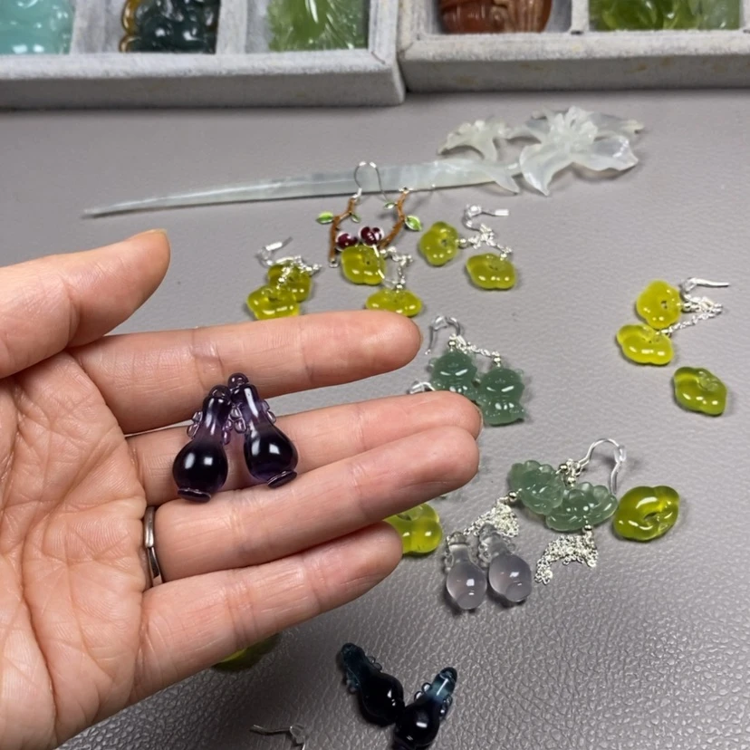 【闪购商品】萤石挂件耳饰耳环项链未镶嵌慧***花