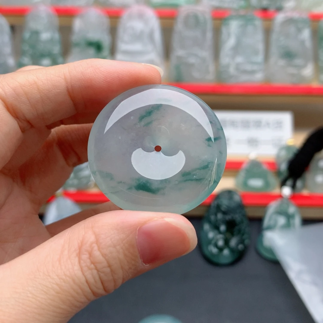 痴***石翡翠未镶嵌颈饰平安扣