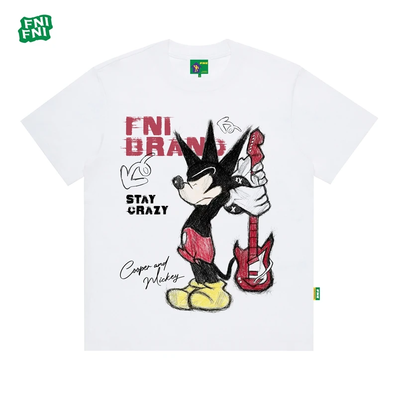 FNI绿标系列（摇滚米奇）纯棉男女同款t恤美式短袖夏新款直喷