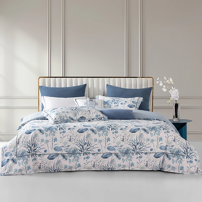 梦洁平美60支长绒棉床上四件套纯棉全棉床单被套轻奢套件花卉床品