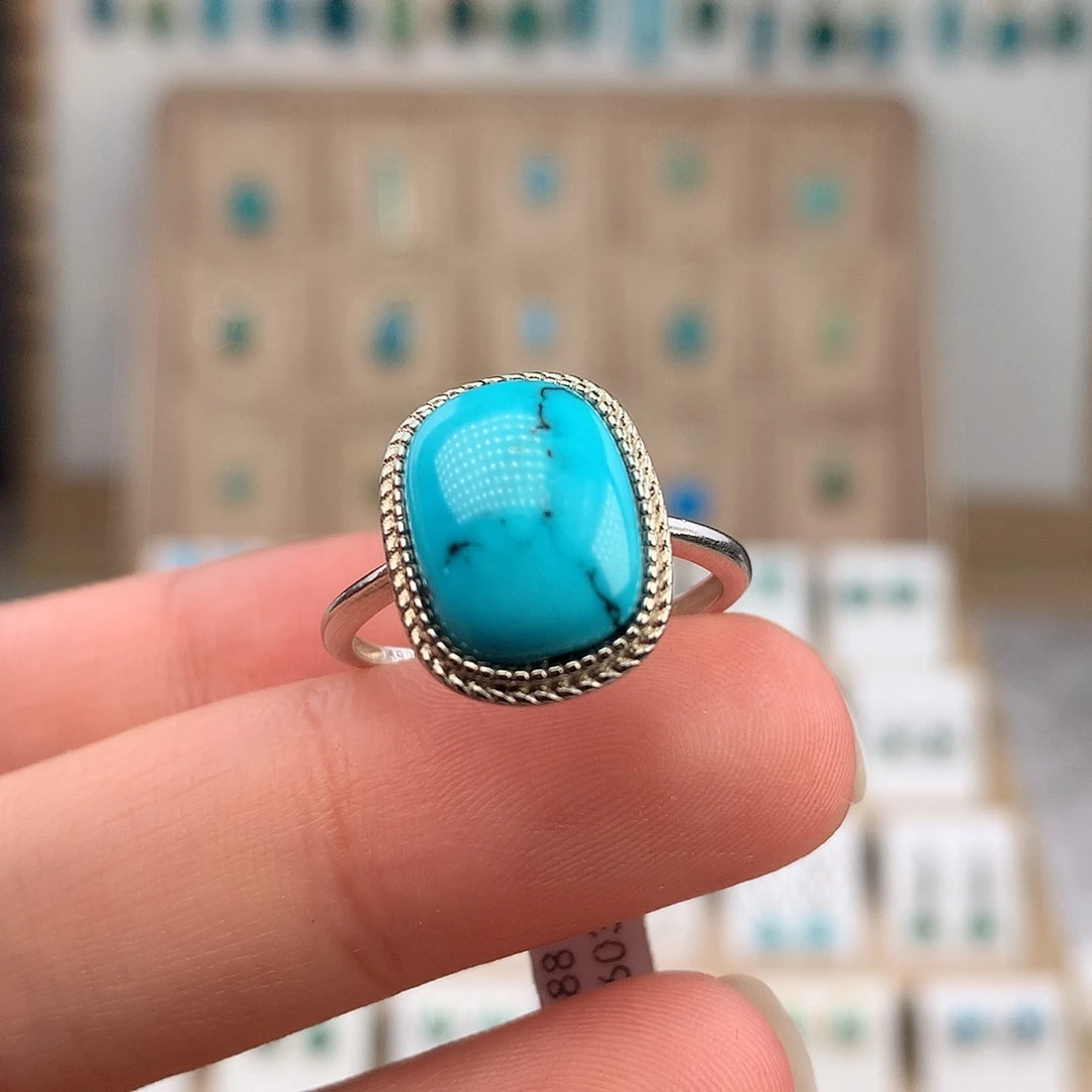 绿松石银S925镶嵌戒指