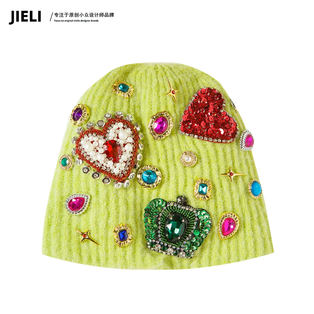 JIE LI/街力设计师时尚手工钉珠立体帽子女W1566