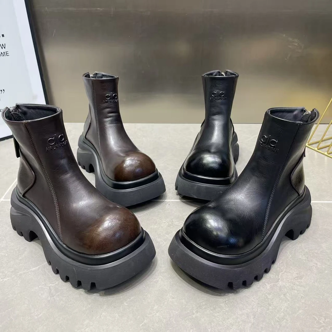 马丁靴女2025年新款秋季超火百搭显瘦爆款厚底小个子瘦瘦靴女