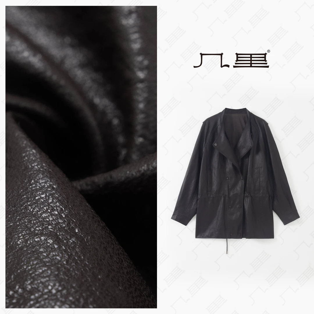 几里与麻 立领抽绳收腰皮衣外套 衣长71胸围120 2082355