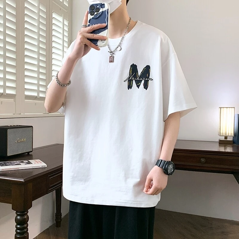 夏季休闲时尚T恤男短袖打底衫潮青少年休闲半袖体恤学生帅气上衣