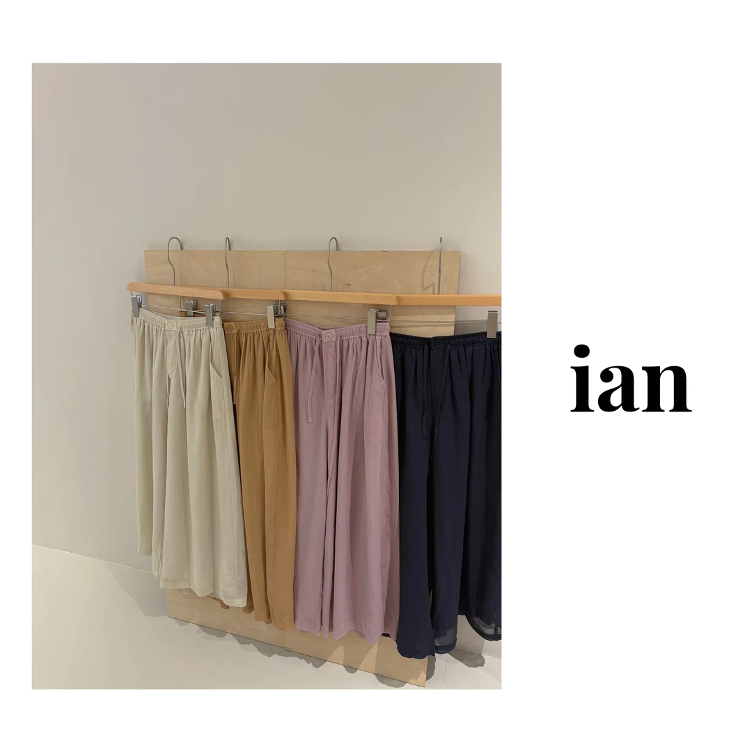 【ian】一粒扣莱赛尔系带阔腿裤