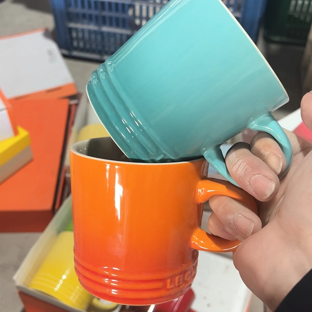 陶瓷 微 马克杯 橙色➕加勒比蓝