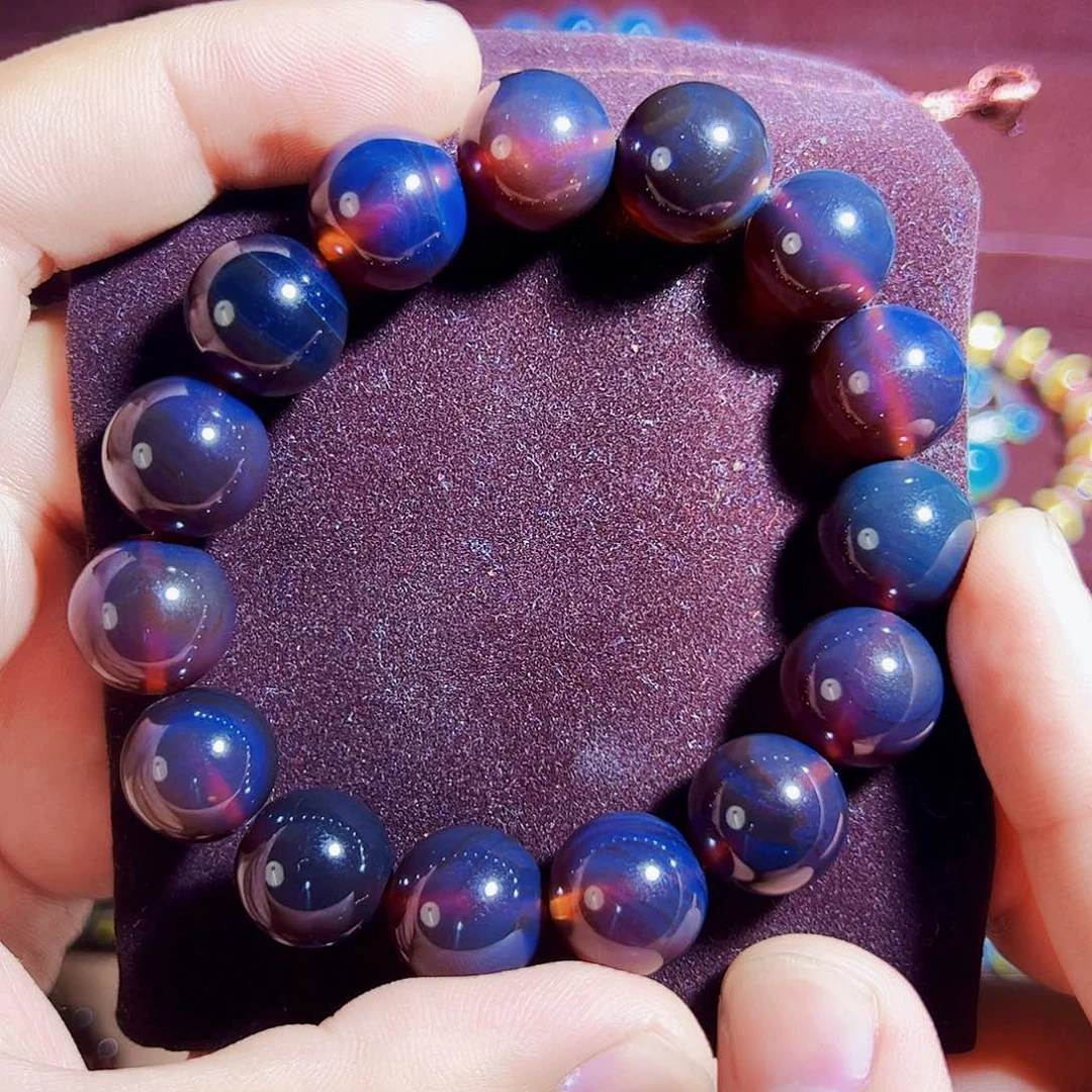 琥珀珠宝奇石未镶嵌香****?紫罗兰大紫蜜手串