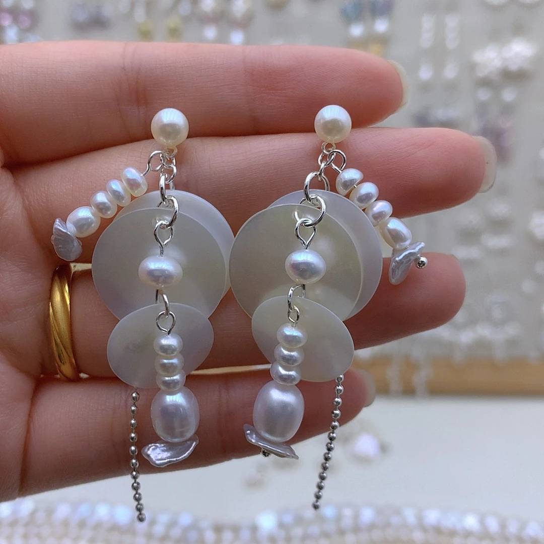 银S925镶嵌耳饰淡水珍珠