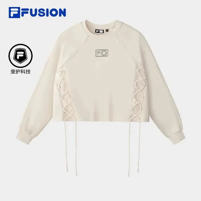 【流光风】FILA FUSION斐乐潮牌2025秋纯棉针织套头卫衣秋冬穿搭