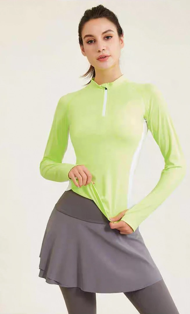 26科夫运动女专业晨跑步网球服健身房长袖上衣高级感瑜伽